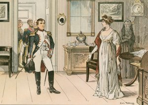 Rainha Louise da Prússia (1776-1810) e Napoleão I (1769-1821) em Tilsit em 1807 durante a assinatura do segundo tratado de Tilsit