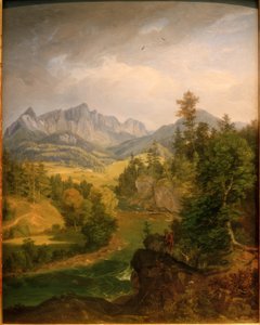 Paisagem de montanha com curso de rio perto de Berchtesgaden de Carl Rottmann