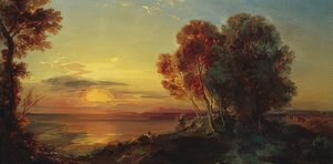 Pôr do sol no lago Starnberg