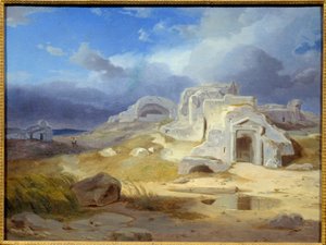 O túmulo de Arquimedes em Siracusa. Pintura de Carl Rottmann (1798 - 1850) Ec. Todos.
