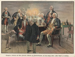 O príncipe herdeiro Frederico e o príncipe Henrique da Prússia desejando boa sorte ao pai, o rei