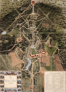 Plano de Wilhelmshohe perto de Kassel (gravura colorida) de Carl Schaeffer