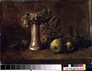 Natureza morte (Natureza Morta). Peinture de Carl Schuch (1846-1903). Huile sur toile, 52,5 x 76 cm. Art allemand du 19th siecle. Museu Estatal de Arte M.K. Ciurlionis, Kaunas (Lituanie).