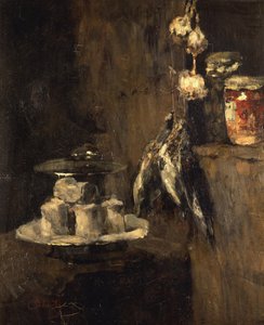 Natureza morta com perdizes e queijo, depois de 1884