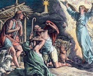 Mensagem de um anjo. Ilustração (sem data) do pintor alemão Julius Schnorr von Carolsfeld (1794 - 1872). Data da imagem: 1910. Arquivo Carl Simon