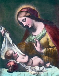Madona e criança. Pintura (sem data) do pintor barroco italiano Carlo Dolci (1616 - 1686). Data da imagem: cerca de 1900. Arquivo Carl Simon de Carl Simon