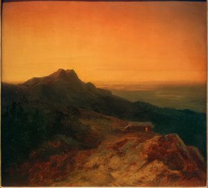 O Benediktenwand à noite de Carl Spitzweg
