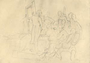 O leilão de arte, meados do final do século XIX, c1924. de Carl Spitzweg