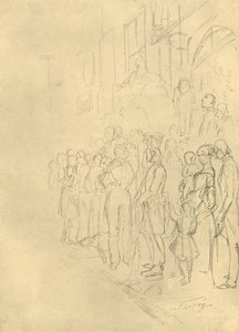 Aguardando a procissão, meados do século XIX, c1924. de Carl Spitzweg