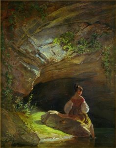Garota na frente da gruta de Carl Spitzweg