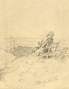 Depois que o trabalho está bem descansado, meados do final do século XIX, c1924. de Carl Spitzweg