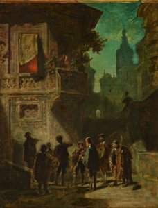 Serenata espanhola do Barbeiro de Sevilha, ca 1856. de Carl Spitzweg
