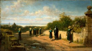 Pensão de meninas andando de Carl Spitzweg