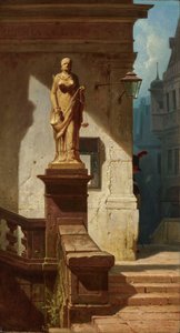 O olho da lei Justitia, 1857. de Carl Spitzweg