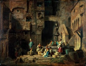 Lavadeiras no poço de Carl Spitzweg
