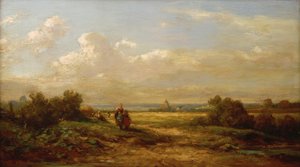 Ampla paisagem com caminhantes de Carl Spitzweg