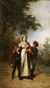 Rainha Luise com seus filhos em Luisenwahl Park, c.1886. de Carl Steffeck