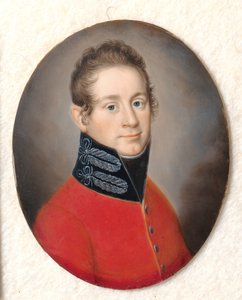 Retrato de um homem desconhecido em um uniforme vermelho de Carl Viertel
