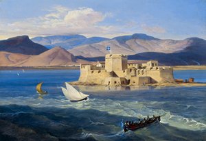 Fortaleza de Bourtzi perto de Nafplio de Carl Wilhelm Freiherr von Heideck