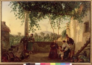 Terraço de uma casa perto de Nápoles com vista para o Monte Vesúvio, 1833