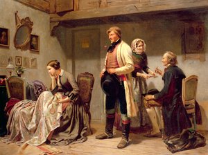 Um brinde ao casal de noivos (óleo) de Carl Wilhelm Huebner