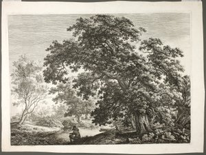 Pescador numa paisagem arborizada de Carl Wilhelm Kolbe the elder