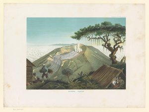 Vulcão Gede em Java Ocidental
Gunong Gedeh (título sobre o objecto)
Atlas para a obra de Java (título da série sobre o objecto)
Atlas de placas contendo onze pitorescas vistas pertencentes à obra Java, a sua forma, disposição das plantas e construção in de Carl Wilhelm Mieling (possibly)