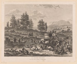 Vintage em uma paisagem La pleine vendange (título no objeto) de Carl Wilhelm Weisbrod