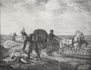 O imperador Alexandre I ajuda uma pessoa carente, 1820. de Carl von Hampeln