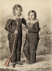 Retrato de Alexander e Alexei Dondukov-Korsakov, final dos anos 1820 e início da década de 1830. de Carl von Hampeln