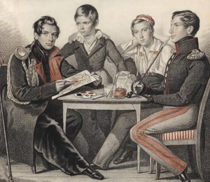 Retrato dos irmãos Konovnitsyn, 1825. de Carl von Hampeln