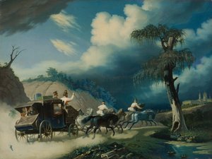 Troika durante uma tempestade, década de 1830. de Carl von Hampeln