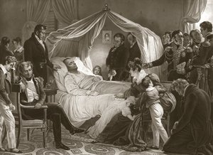 Napoleão em seu leito de morte, 5 de maio de 1821, pub. gravação.