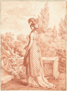 Uma mulher elegante em pé em um parque de Carle Vernet