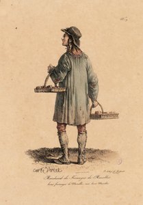 Um comerciante de queijos dos Marolles de "Les cris de Paris" c.1823-25 (litografia) de Carle Vernet