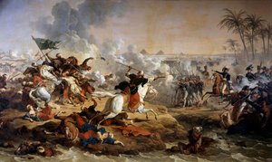 Campanha (Expedição) do Egito (1798-1801): "A Batalha das Pirâmides em 21/07/1798" Pintura de Antoine dit Carle Vernet (1758-1836) Século XVIII Boissy Saint Leger. Castelo de Grosbois