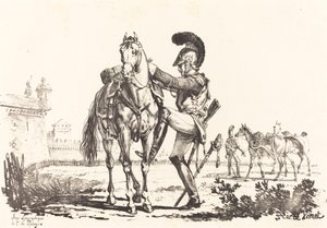 Carabinier montando um cavalo de Carle Vernet