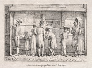 Delpech Lithographic Print Shop, c. 1818 de Carle Vernet