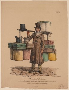 Vendedor de caixas de chapéus de "Les Cris de Paris de Carle Vernet
