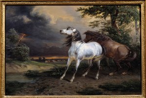 Cavalos assustados com a tempestade. Pintura de Carle Vernet (1758-1835)