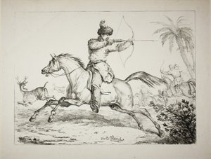 Arqueiros Kalmouk Caçando Cervos de Carle Vernet