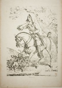 Caçador Montado Soando uma Buzina de Carle Vernet