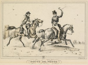 Cenas da vida cotidiana, estradas e caminhos: Mail Mail ..., 1817. de Carle Vernet