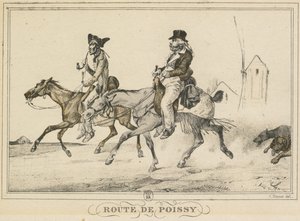 Cenas da vida cotidiana, estradas e caminhos: Road to Poissy de Carle Vernet