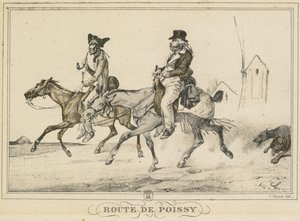 Cenas da vida cotidiana, estradas e caminhos: estrada para Poissy ..., 1816. de Carle Vernet