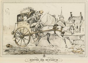 Cenas da vida cotidiana, estradas e caminhos: Road to Saint-Cloud de Carle Vernet