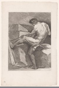 Estudo acadêmico de um nu masculino puxando uma corda Seis estudos acadêmicos (título da série) Seis figuras academiques (título da série) de Carle van Loo