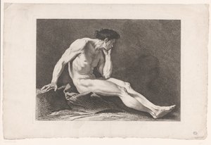 Estudo Acadêmico de Nus Masculinos Sentados Seis estudos acadêmicos (título da série) Seis figuras academiques (título da série) de Carle van Loo