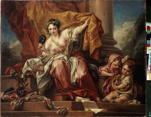 Alegoria da comédia. Pintura de Carle Van Loo (1705-1765). Óleo sobre tela de Carle van Loo