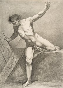 An Académie: Striding Man inclinado sobre uma prancha, 1742-43.